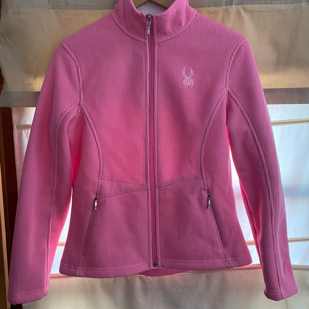 ECU Pink Spyder full-zip jacket with breast cancer ribbon detail. Size M.